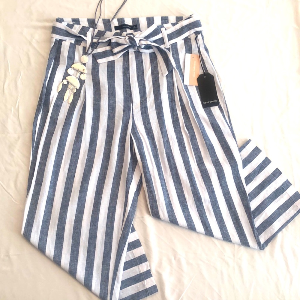 Linen blend cropped capri pants